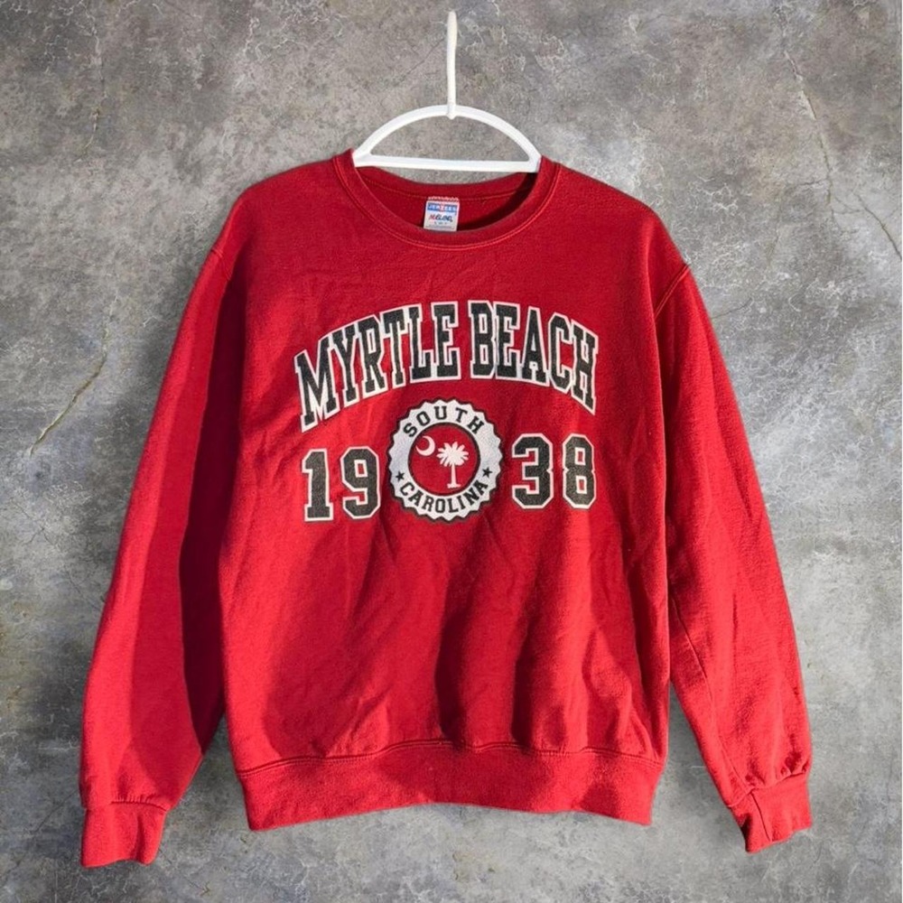 Vintage Myrtle Beach South‎ Carolina 1938 Tourist Travel Crewneck Sweatshirt Red